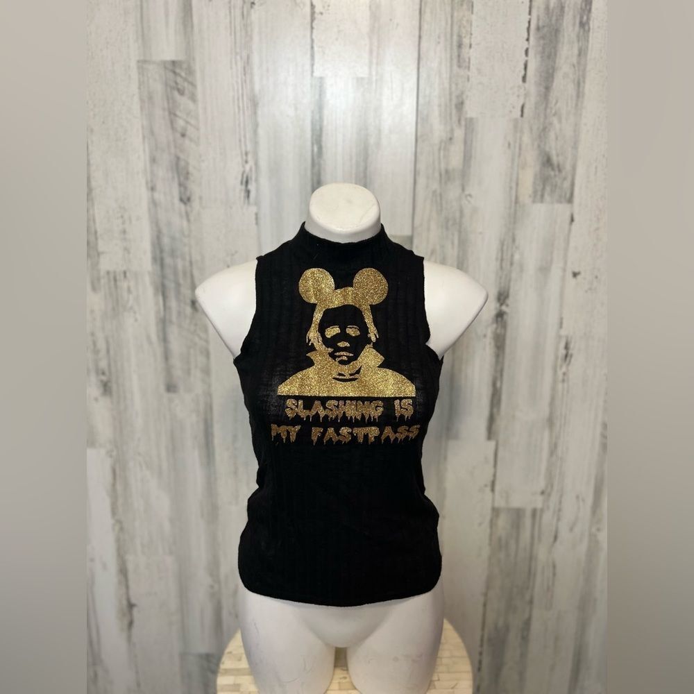 American Dream Black Sleeveless Graphic Tank Top “Slashing Is My Fast Pass” Size